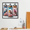 Oiseau en bouteille-perceuse ronde peinture diamant-40*40cm