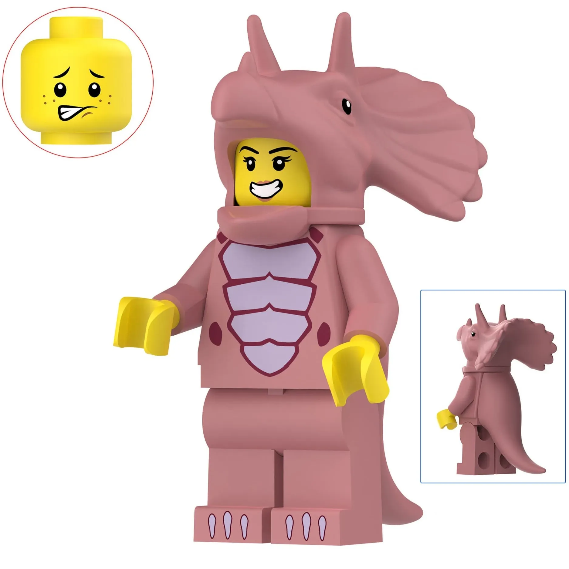 Purple Triceratops Costume Fan Custom Minifigure Minifigure Bricks monstertoys