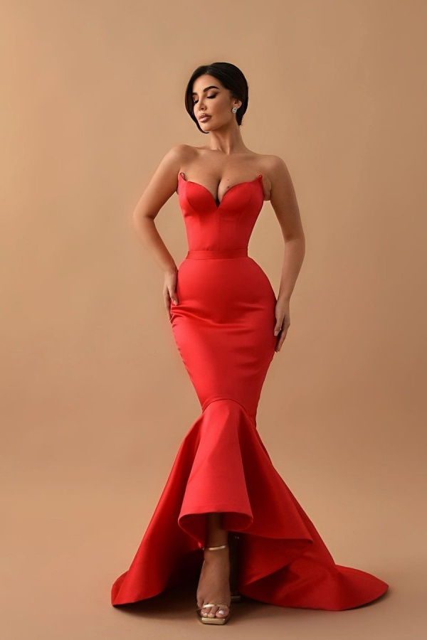 Ovlias Red Mermaid Prom Dress With Sleeveless WE0014