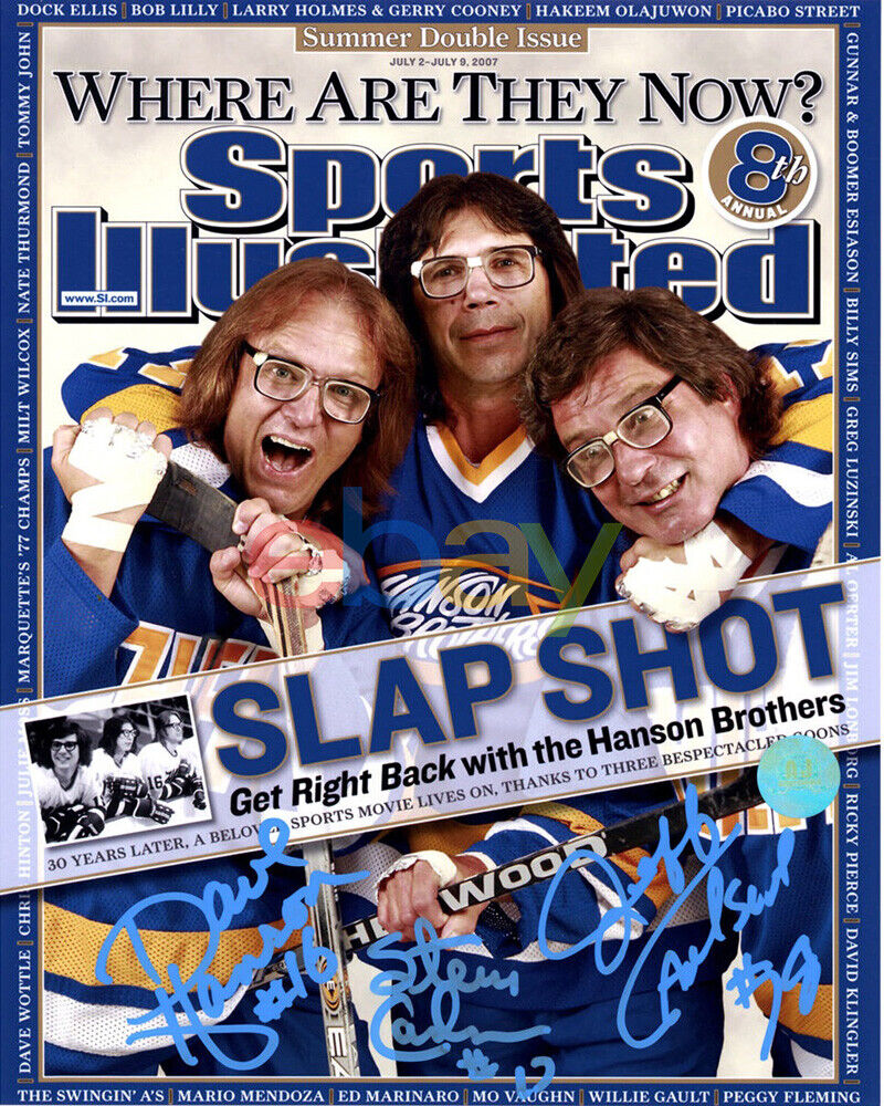 The Hanson Brothers Signed Slap Shot SI Cover 8x10 Photo Poster painting reprint