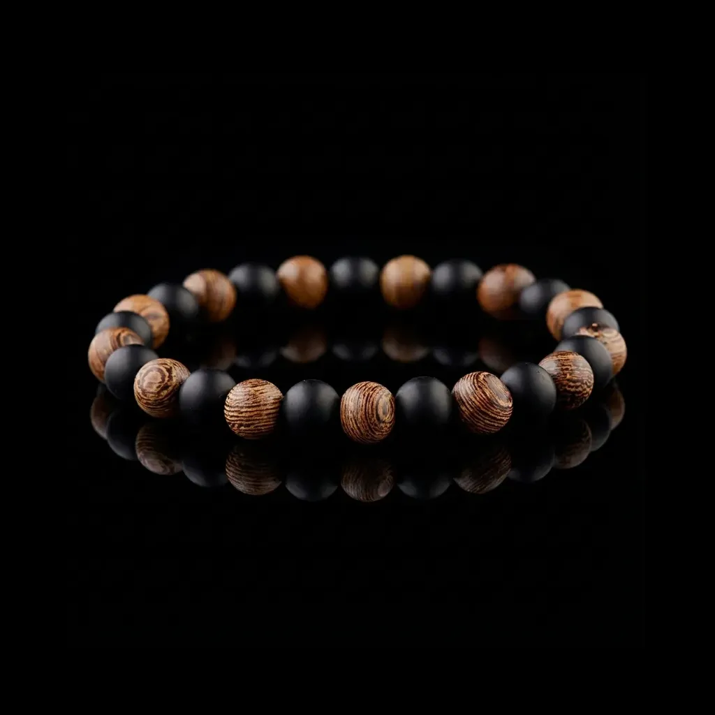 JiStones Artisan Macrame Wood Beaded Bracelet - Adjustable Handwoven Yoga & Meditation Jewelry