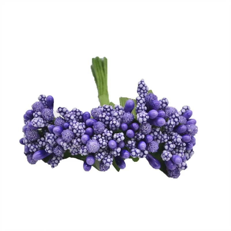 12Pcs/lot Handcraft Artificial Flowers Stamen Sugar Wedding Party Decoration DIY Wreath Gift Box Scrapbooking Cheap Fake Flowers