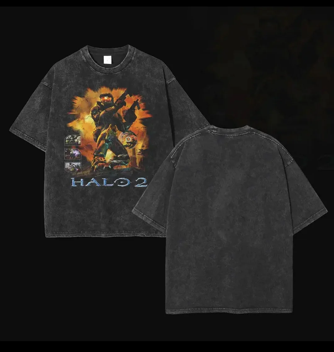 Halo 2 Printed Unisex Washed T-Shirt