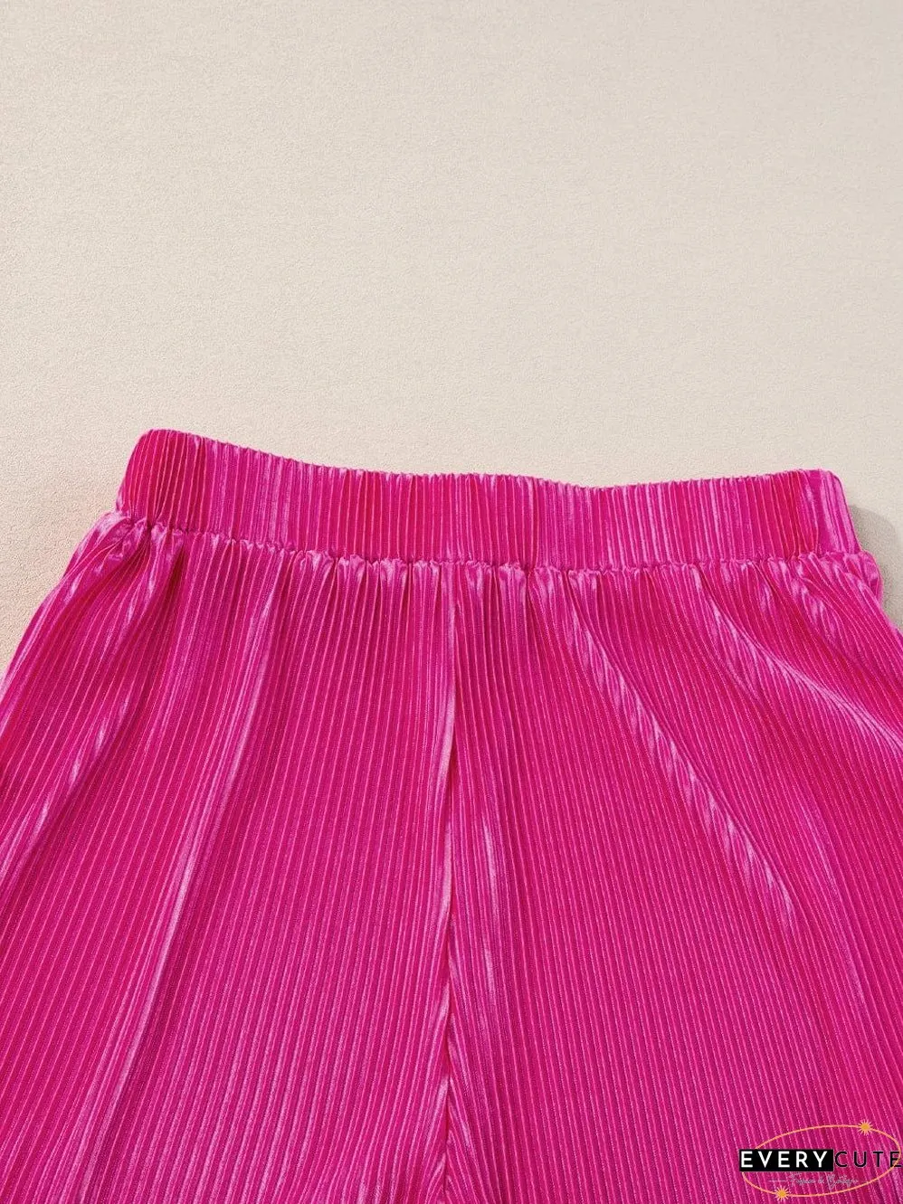 Women's Pink Pleated Shorts and Top Set