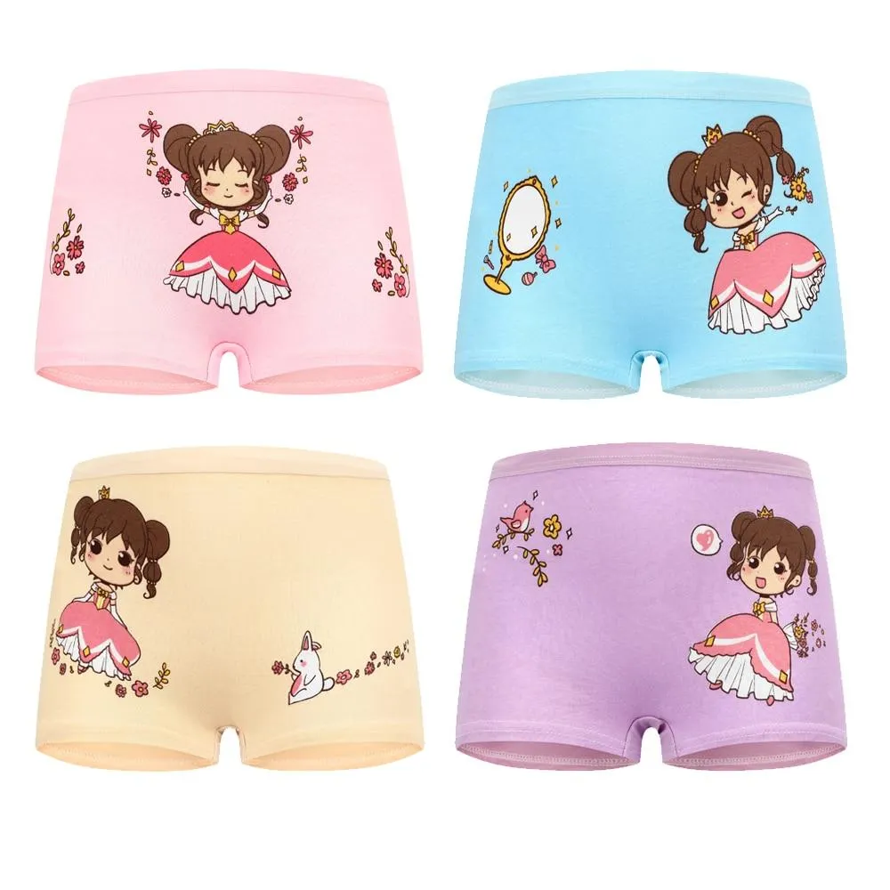 4 Pieces/Lot 2-12Y Children Underwear High Quality Cotton Girls Panties Cute Cat Pattern Kids Boxer Briefs Child Soft Girl Pants