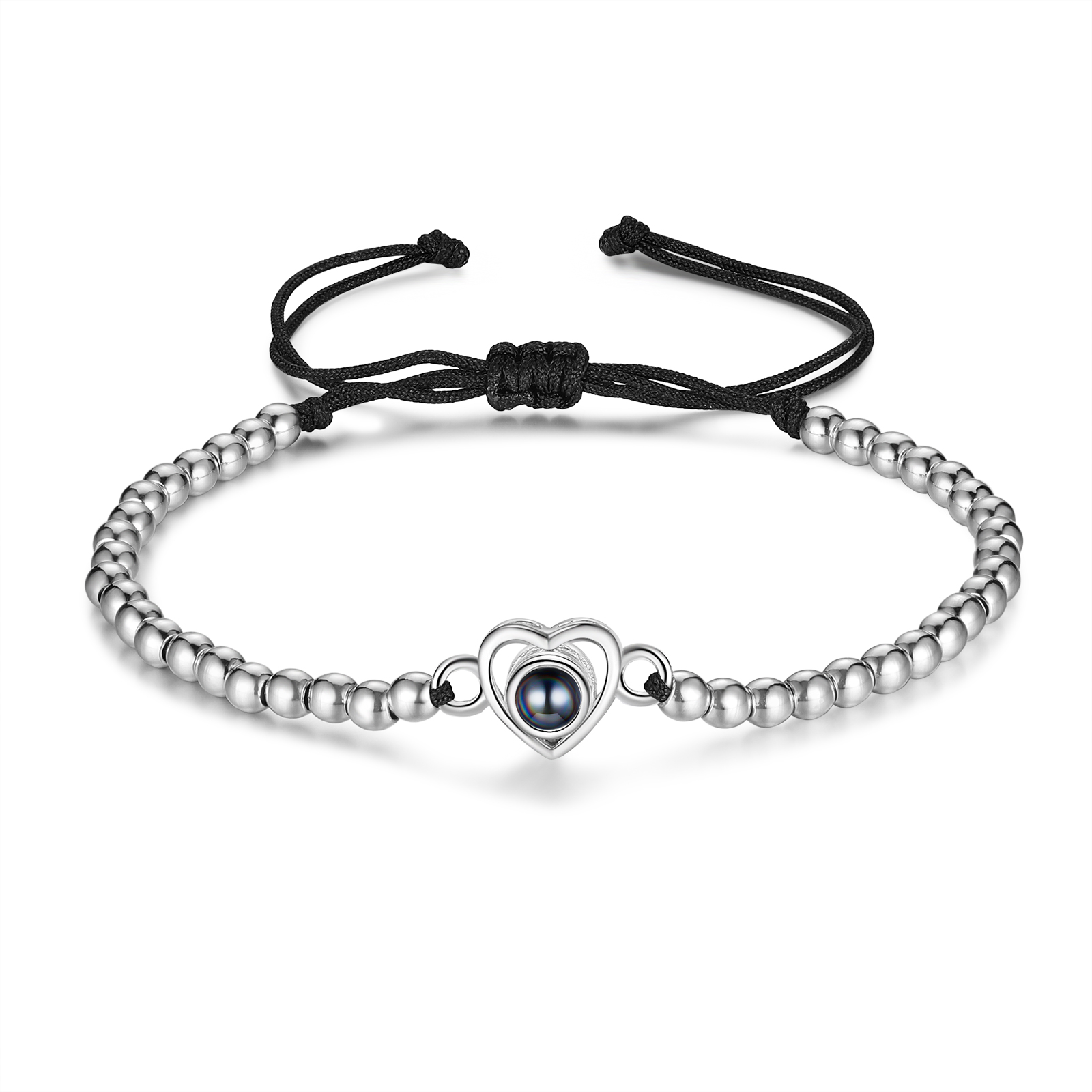 Personalised Heart Projection Bracelet Customised 1 Photo Adjustable Bracelet Beads Bracelet Special Gift For Her-Jessemade AU