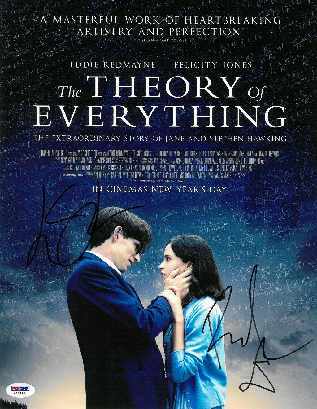 E Redmayne/F Jones Signed Theory Autographed 11x14 Photo Poster painting PSA #X67420