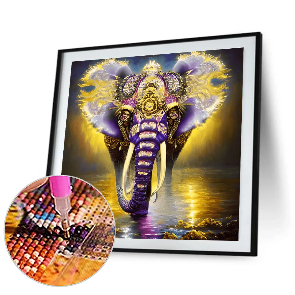 Full Round Diamond Painting 30*30cm - The Elephant Walking In The Starry Sky