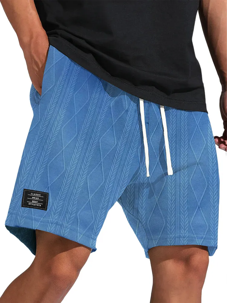 Men's Casual Daily Jacquard Texture Embroidered Logo Comfort Shorts-Customized products