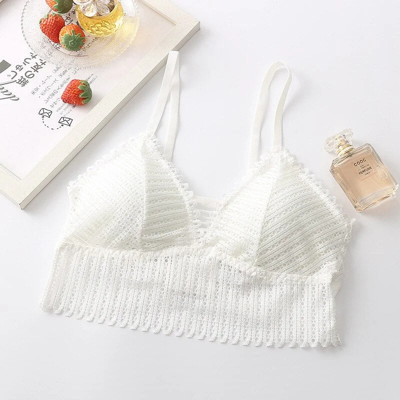 Drop Ship Back Cross Buckle Lace Bralette Female Sexy Bras Solid Wire Free Bra Ultrathin Brassiere Push Up Underwear Lingerie