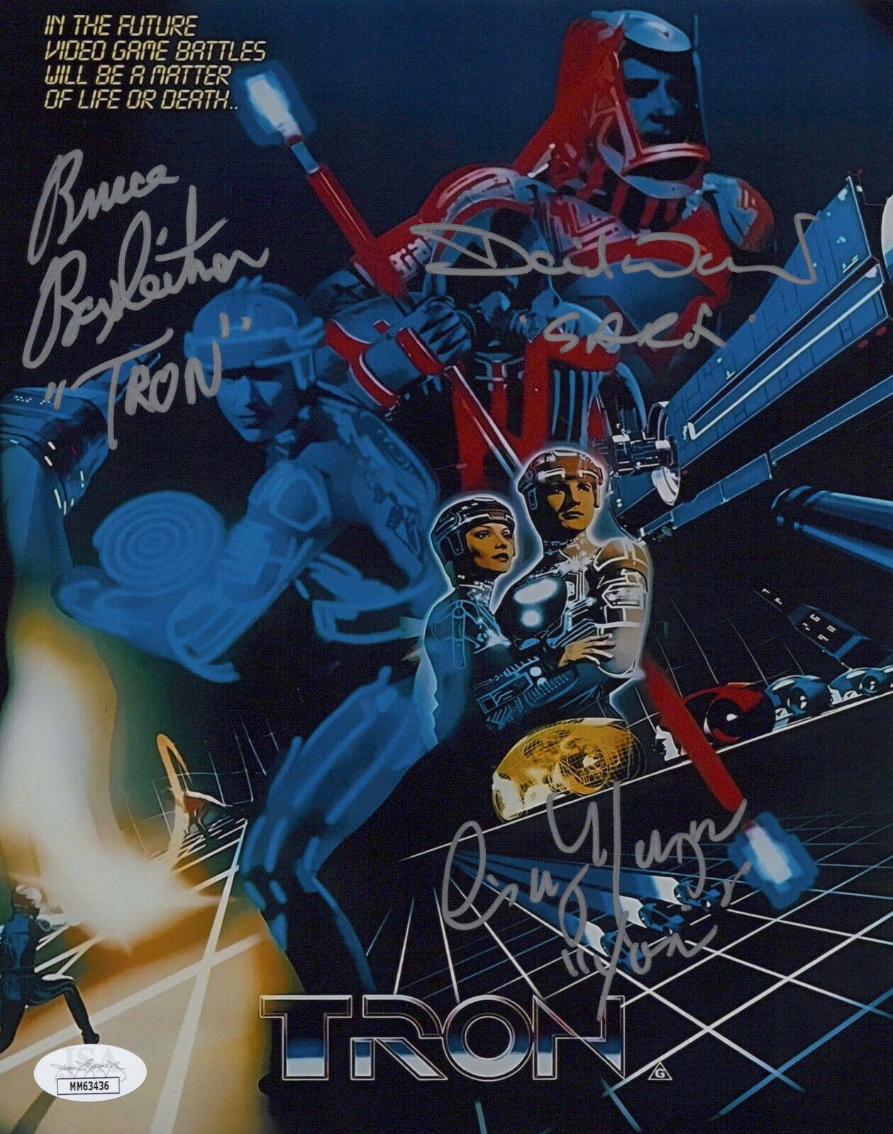 BRUCE BOXLEITNER & DAVID WARNER +1 Signed 8x10 TRON Photo Poster painting Autograph JSA COA Cert