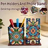 Multifunctional Handmade Wood Diamond Painting Phone/pen Holder& Storage Box Table Ornament Kits