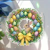 (US Only)Easter Wreath Theme 2D Flat DIY Rabbit Diamond Art Pendant Door Home Decoration