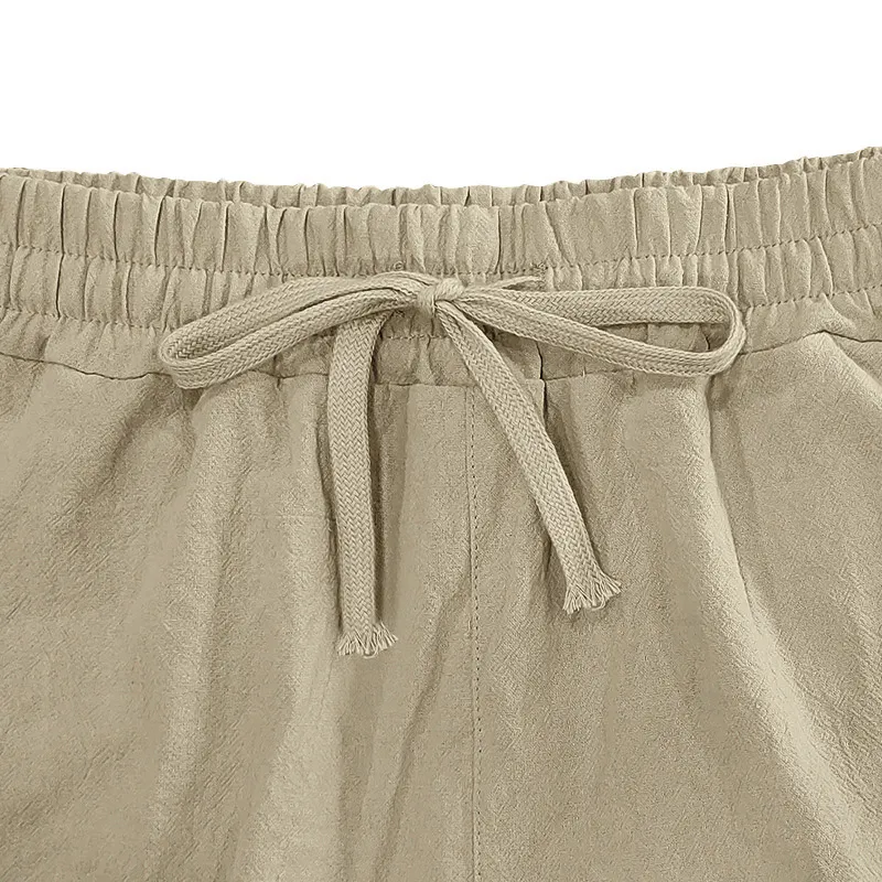 Men's Vintage Linen Casual Beach Vacation Three-Quarter Shorts-INSPIREUSE
