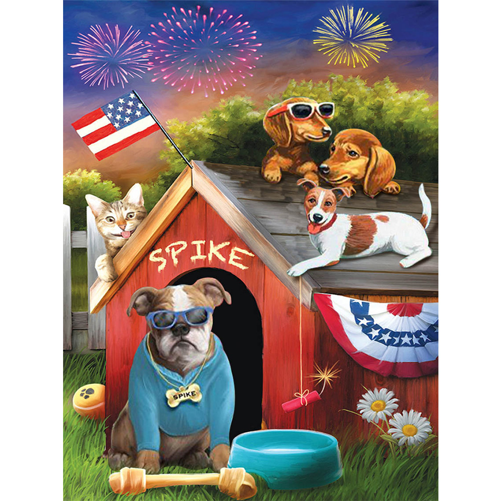 

(Multi-Size) American Dog - Round/Square Drill Diamond Painting, Square diamond 30*40cm, 501 Original