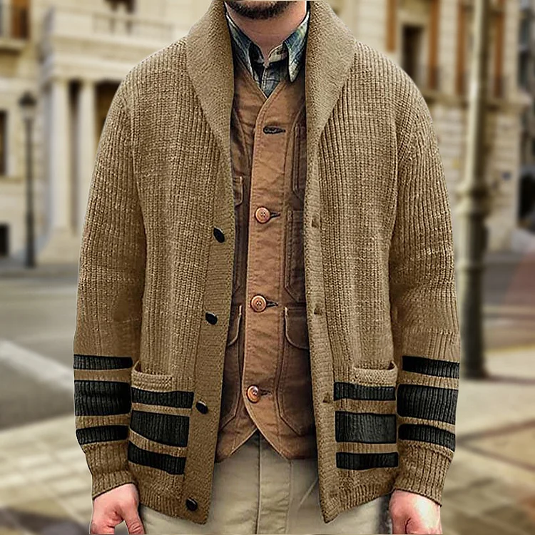 Amazon foreign trade new men's clothing European and American thickened cardigan sweater lapel long-sleeved sweater jacket SY0119