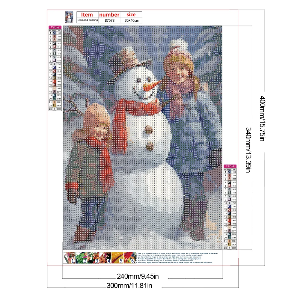 Diamond Painting - Full Round Drill - Kids Snowman(Canvas|30*40cm)