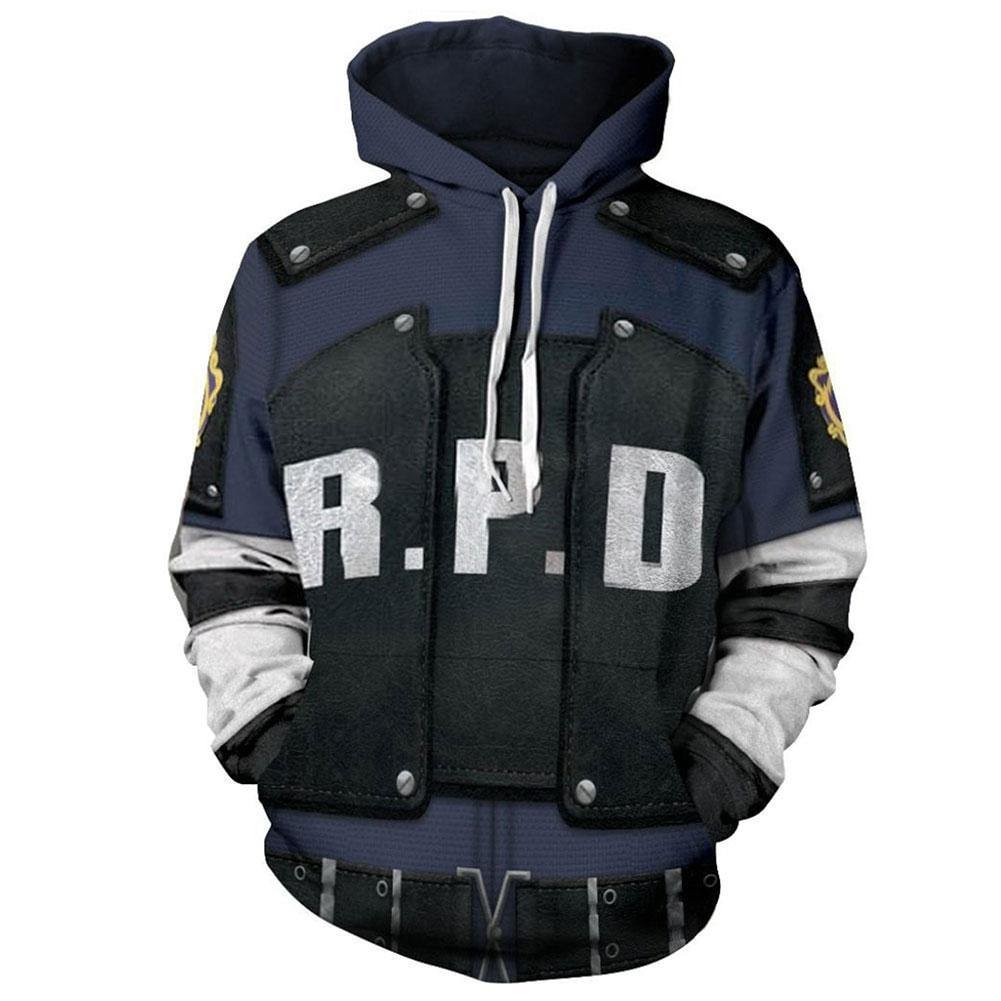 Resident Evil 2 Remake Re Leon Scott Kennedy Hoodie Hooded Pullover mit Kaputze Erwachsene