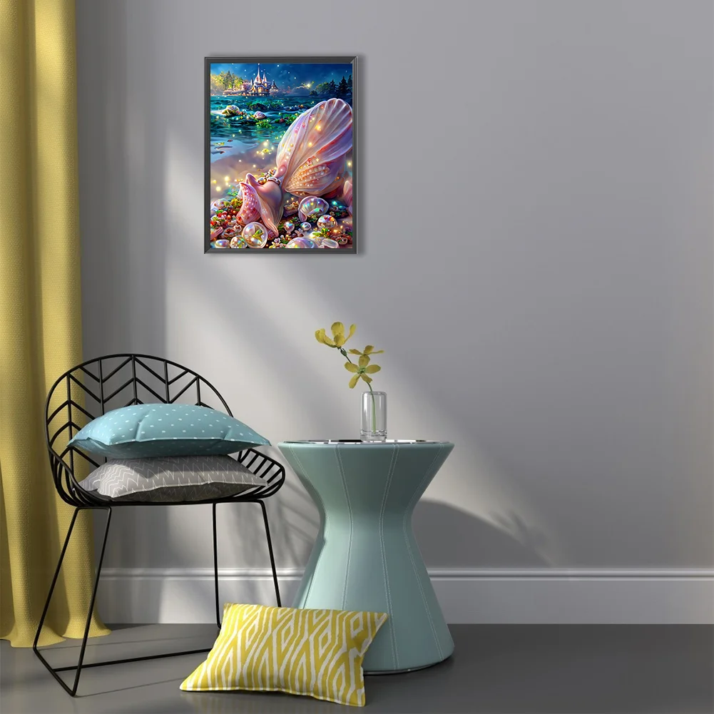 5D DIY Full Square Drill Diamond Painting Beach Shell Kit Home Decor Art Craft