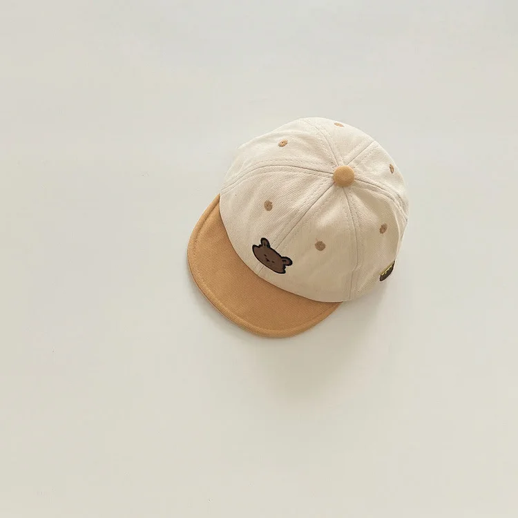Baby Bear Color Block Cute Sun Peaked Cap