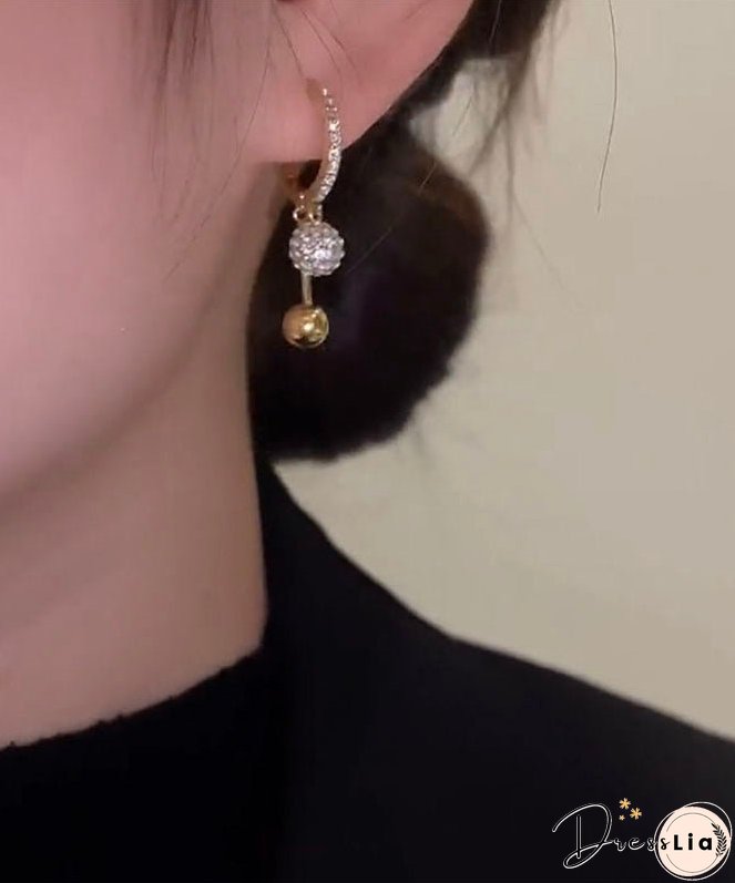 Unique Gold Copper Overgild Inlaid Zircon Drop Earrings