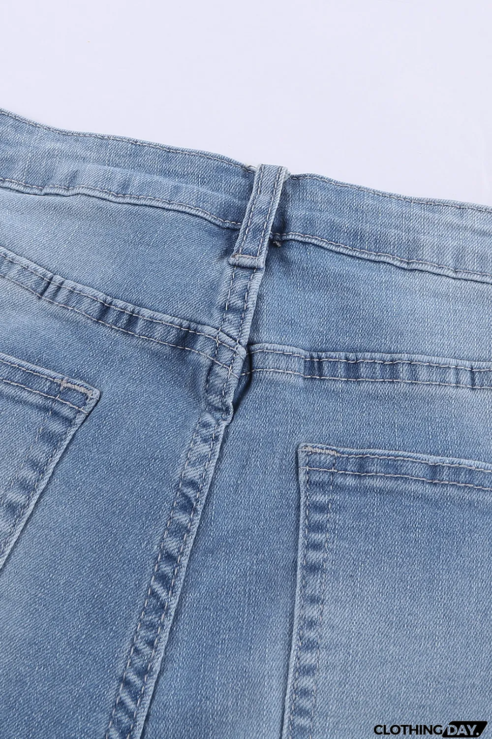 Light Blue Frayed Hem Denim Shorts