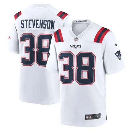 Youth New England Patriots #38 Rhamondre Stevenson  White Game Player Jersey