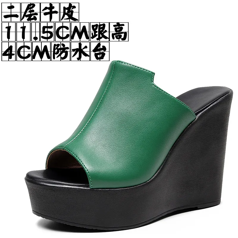 Breakj Breakj Comfortable Outside Slope And Slippers Women's Summer Fashion High-Heeling Waterproof Table Thick Bottom Pine Cake Cool Drag And Word Drag
