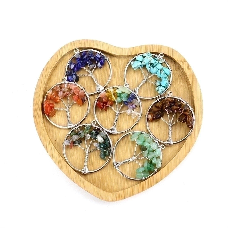 Minimalist Lucky Tree Natural Stone Agate Pendants