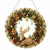 DIY Special Shaped Diamond Painting Wreath, Double-Sided Printing Christmas Wreath Hanging with LED Light Decor Kit 