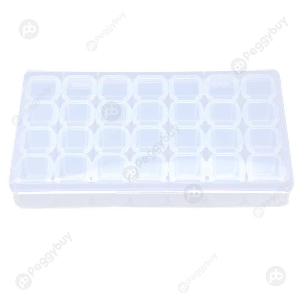 

Plastic 28 Slots Clear Nail Tools Jewelry Storage Box Case, 501 Original