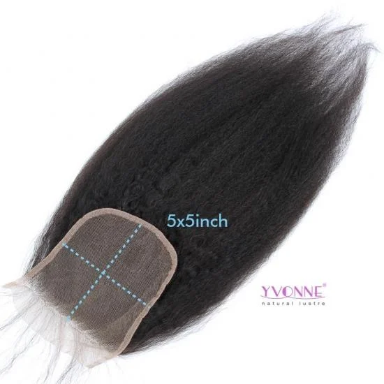 Yvonne Hair Kinky Straight 5x5inch Lace Closure Free Part Swiss Lace Brazilian Human Hair Closure With Baby Hair