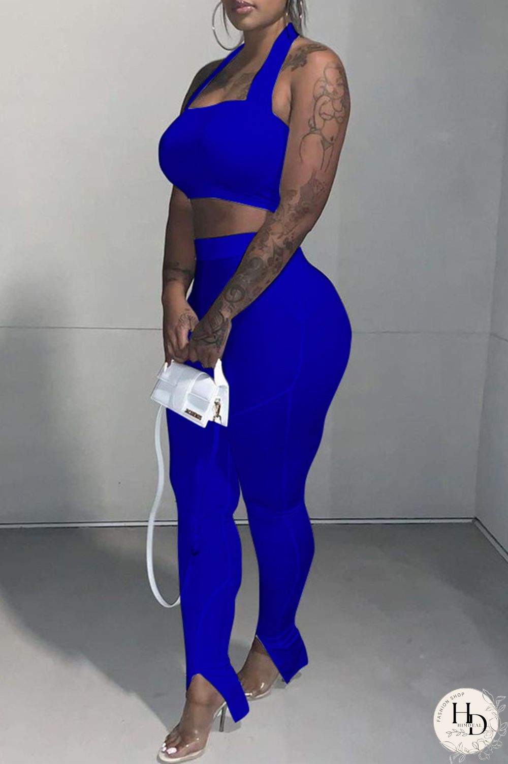 Red Sexy Casual Solid Backless Halter Sleeveless Two Pieces