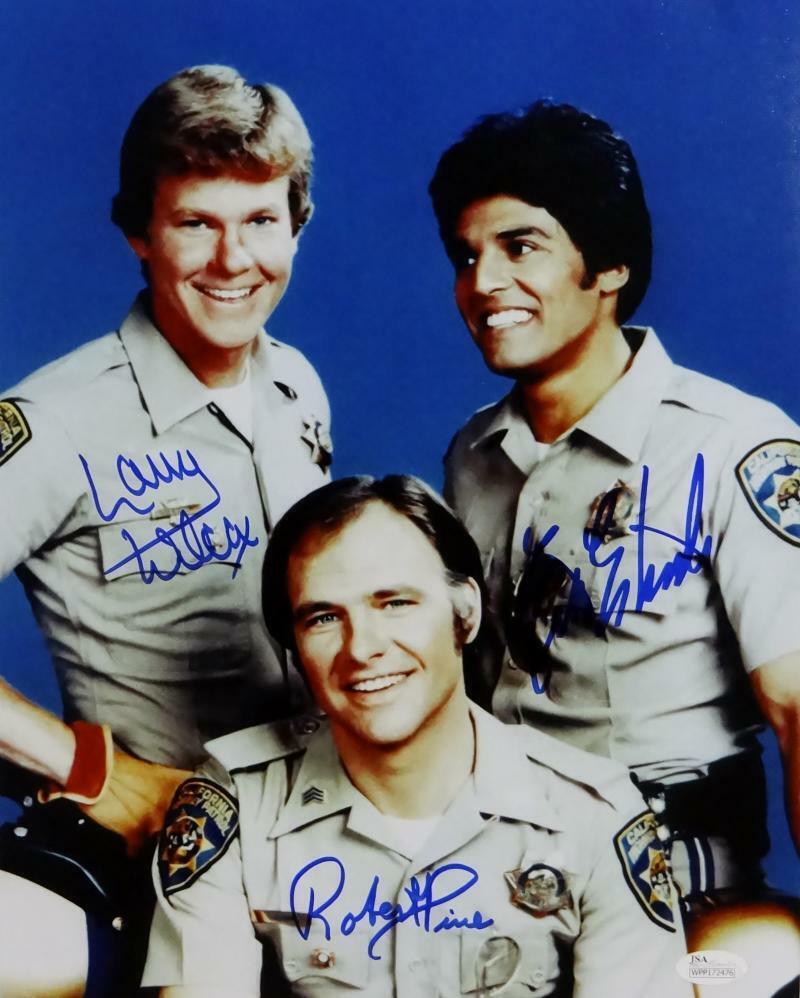 Erik Estrada, Robert Pine, Larry Wilcox Signed Chips 11x14 Photo Poster painting- JSA W Auth