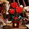 Artificial Flower Building Blocks for Adults Women for Home Office Decor (Rose)