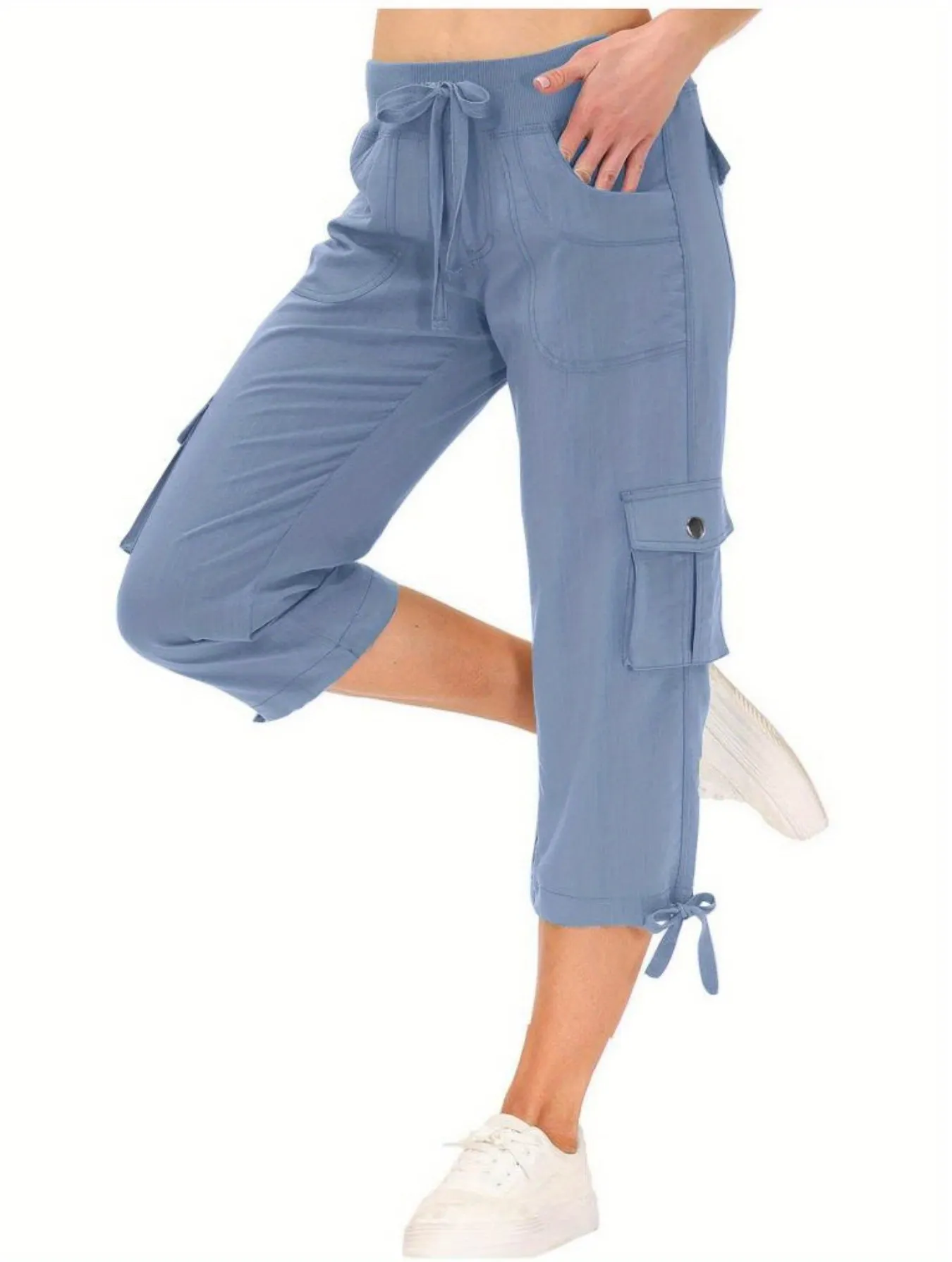 Summer Deals Womens Capris With Pockets loose fit casual capri pants dressy lightweight | IFYHOME