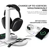 Headphone stand with 15w wireless charger, Suguder 4-in-1 charging station headphone stand for AirPods Max/Pro/2/3 iWatch 9/8/7/6/5/4/3/2/1/SE iPhone 15/ 14/13 /12/11/XS/XR/X for desktop desktop games