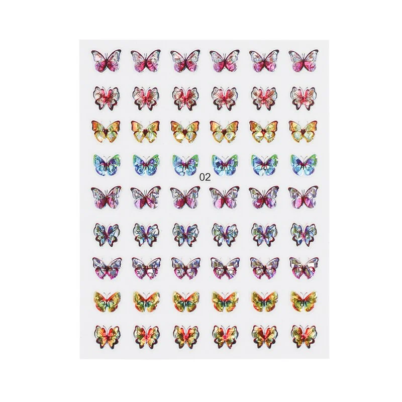 1 Sheet Laser Butterfly Nail Stickers Adhesive Sliders Colorful DIY Simulation Bronzing Nail Art Stickers for Nails Decoration