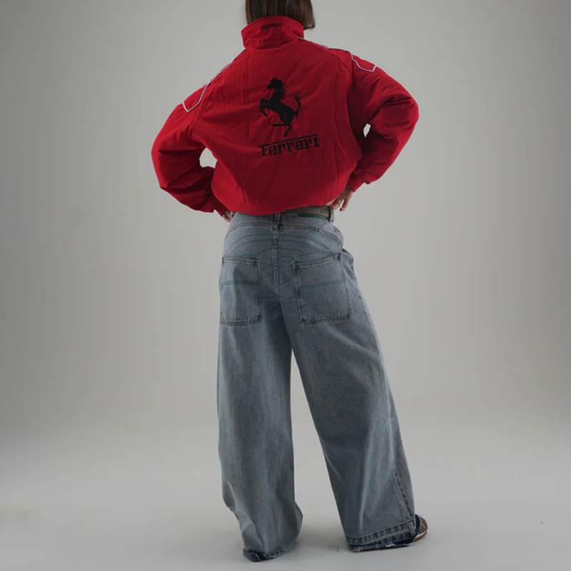 Unisex Racing Style Street Fashion Loose Racing Casual Print Jacket