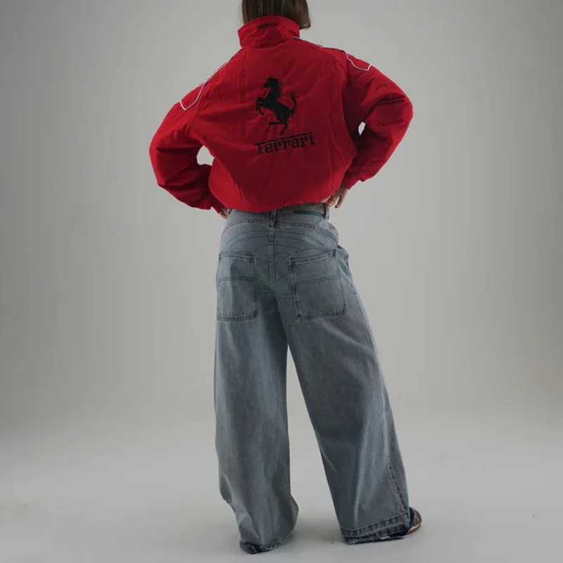 Unisex Racing Style Street Fashion Loose Racing Casual Print Jacket