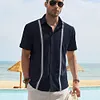 Gioiacombo&trade;  Camicia da uomo a maniche corte color block con revers