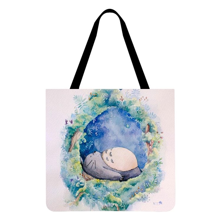 【ONLY 1pc Left】Linen Tote Bag - Cartoon Totoro