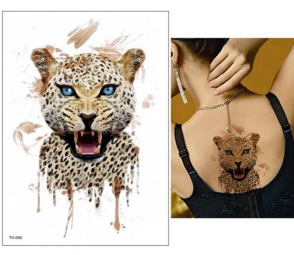 21*15cm NEW Temporary Tattoo Sticker cute leopard wolf tiger animals pattern Waterproof body art fake tattoo women men DIY paint