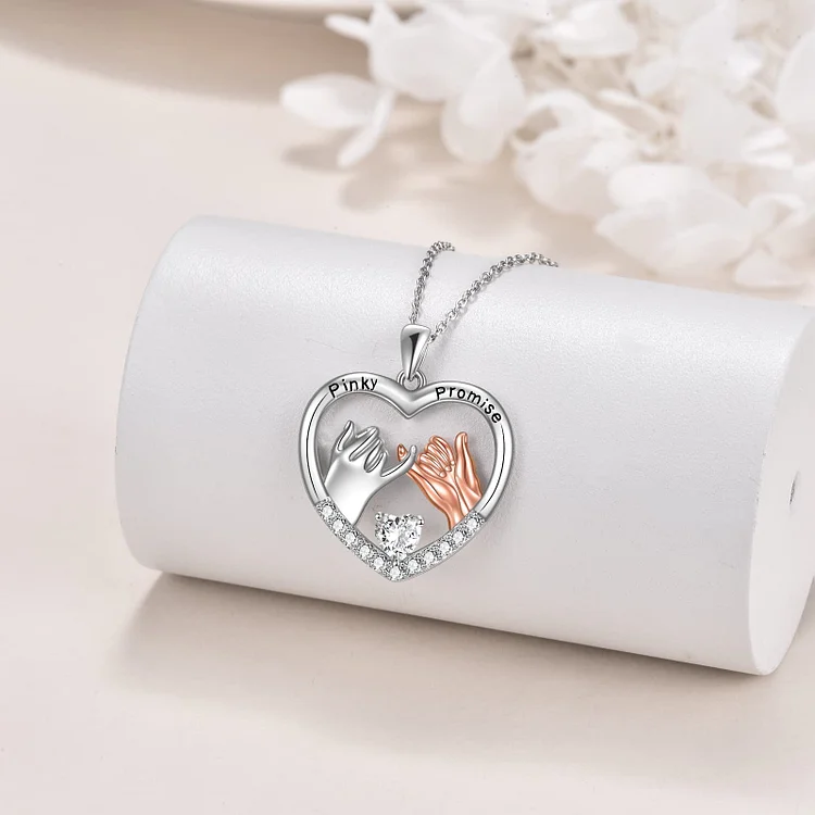 For Sister - S925 It's Good to Have A Sister's Hand to Hold on to Hand in Hand Love Necklace