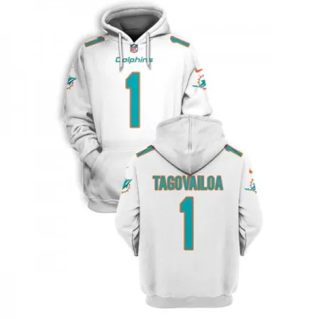 Men's Miami Dolphins #1 Tua Tagovailoa 2021 White Pullover Hoodie