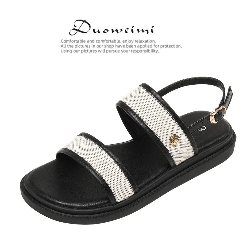 Tanguoant Tanguoant Roman Sandals 2024 New Buckle Flat Sandals Beach Sandal Women Sandals