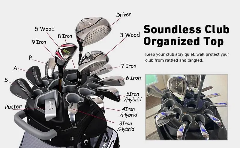 Ask Echo Golf T-LOCK Cart Bag 14 Way Organizer Dividers Quiet Golf Bag