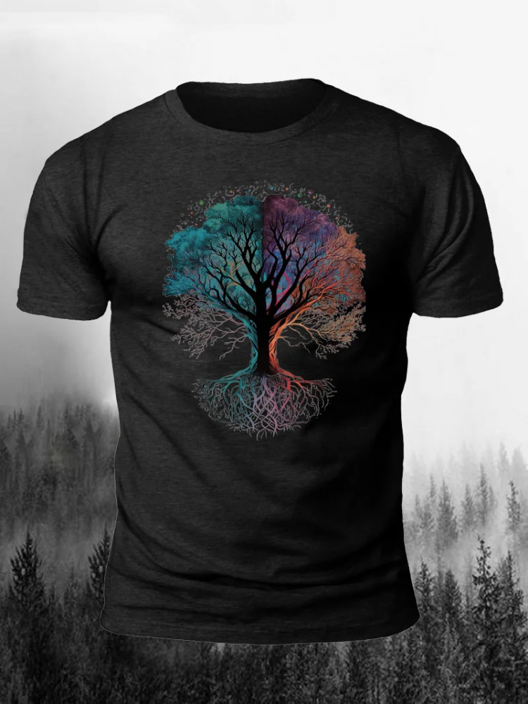 Broswear Watercolour Tree Of Life Print Short Sleeve Men's T-Shirt