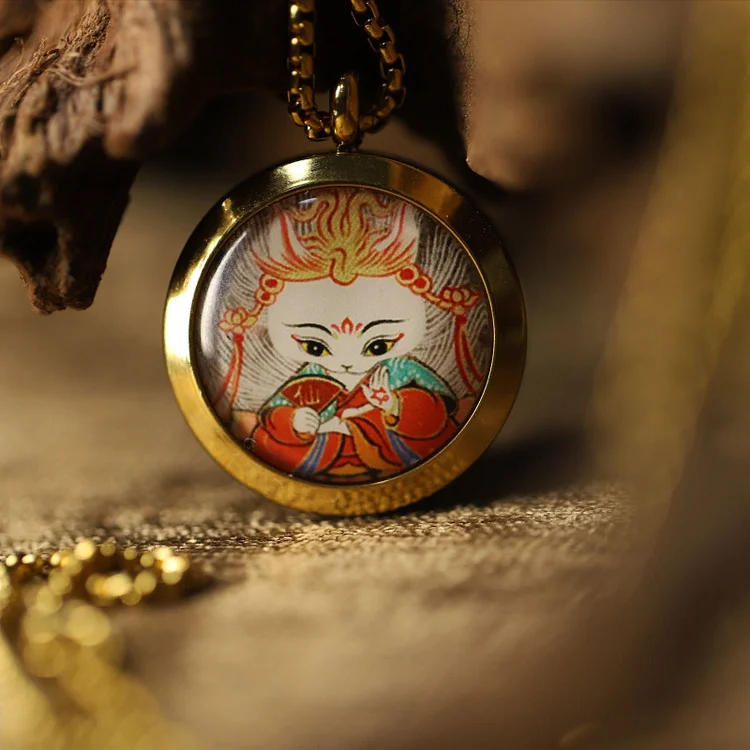 Thangka Buddha Fox Fairy Love and Protection Necklace