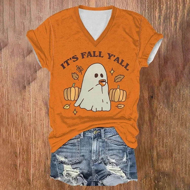 VChics Its Fall Yall V Neck T-Shirt
